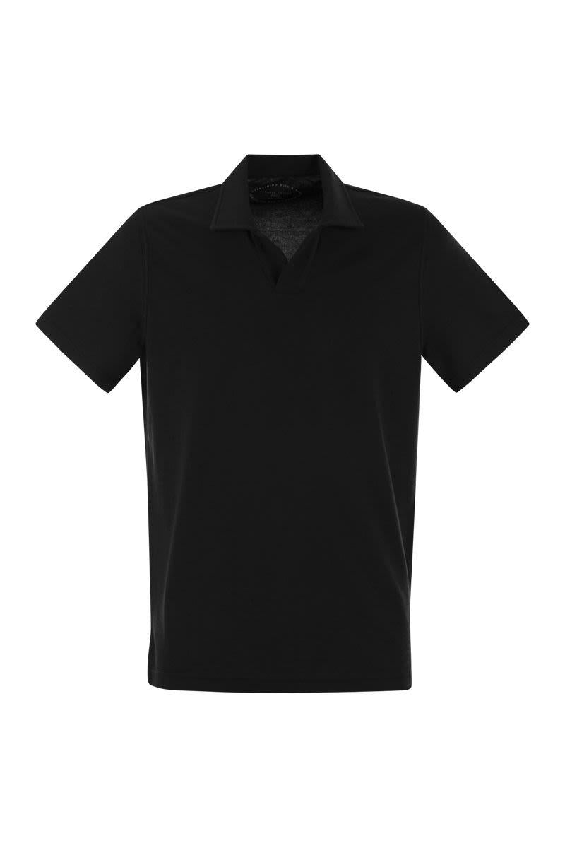 Fedeli Cotton Polo Shirt With Open Collar