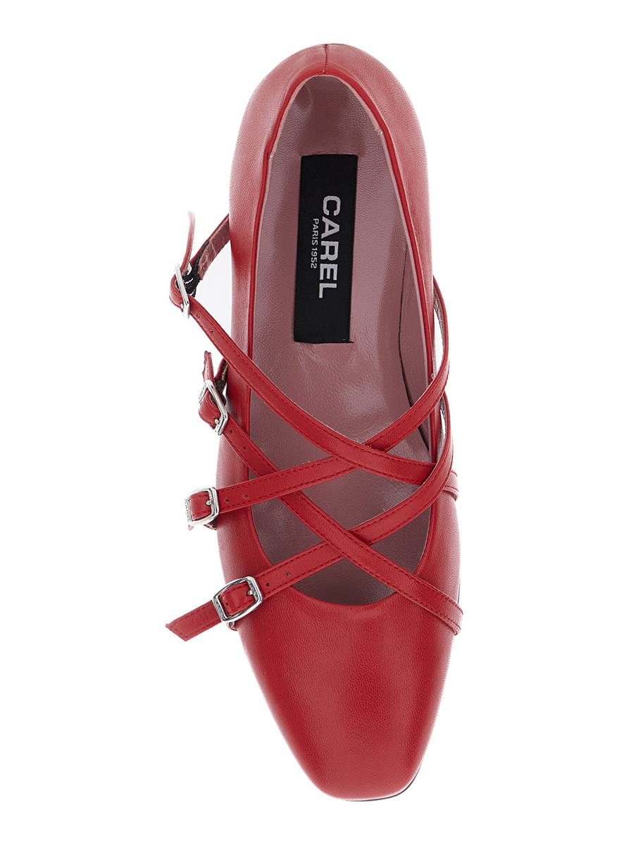 'Eloise' Red Ballet Shoes With Criss-Crossed Adjustable Straps In Leather Woman
