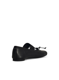 MM6 Maison Margiela Black Leather Ballet Flats