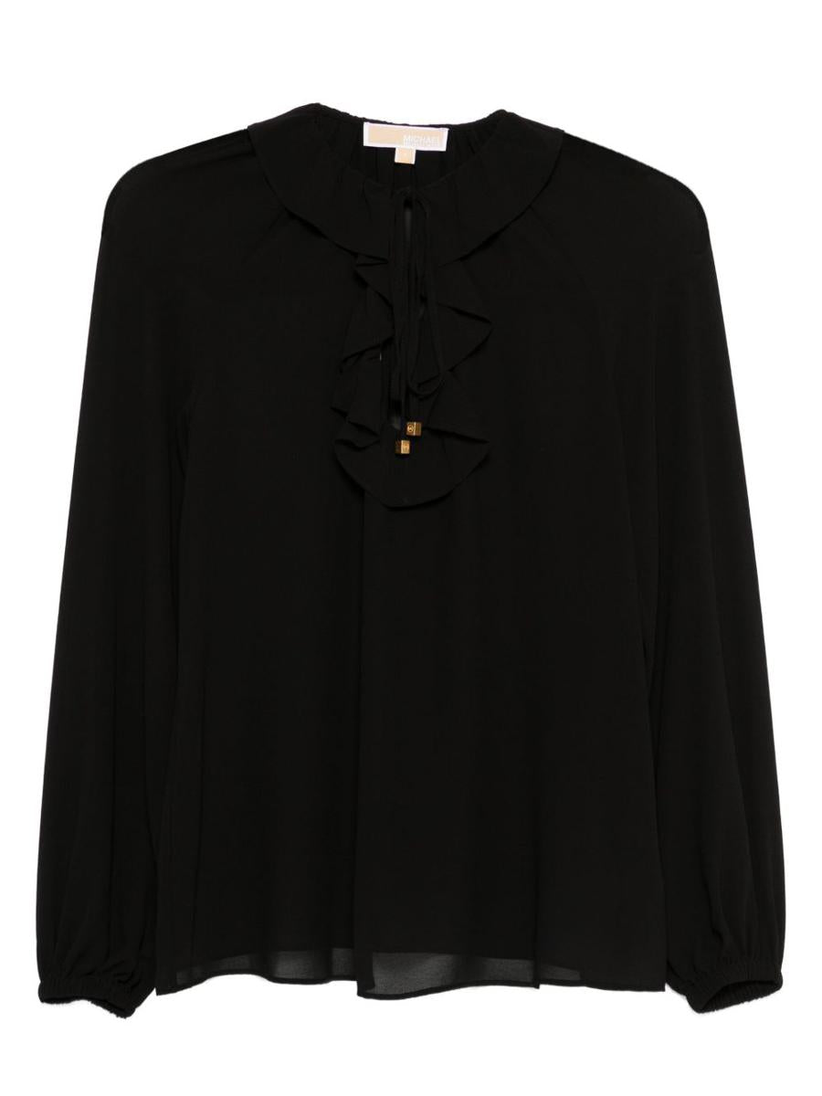 Michael Kors Black Ruffled-Neck Blouse