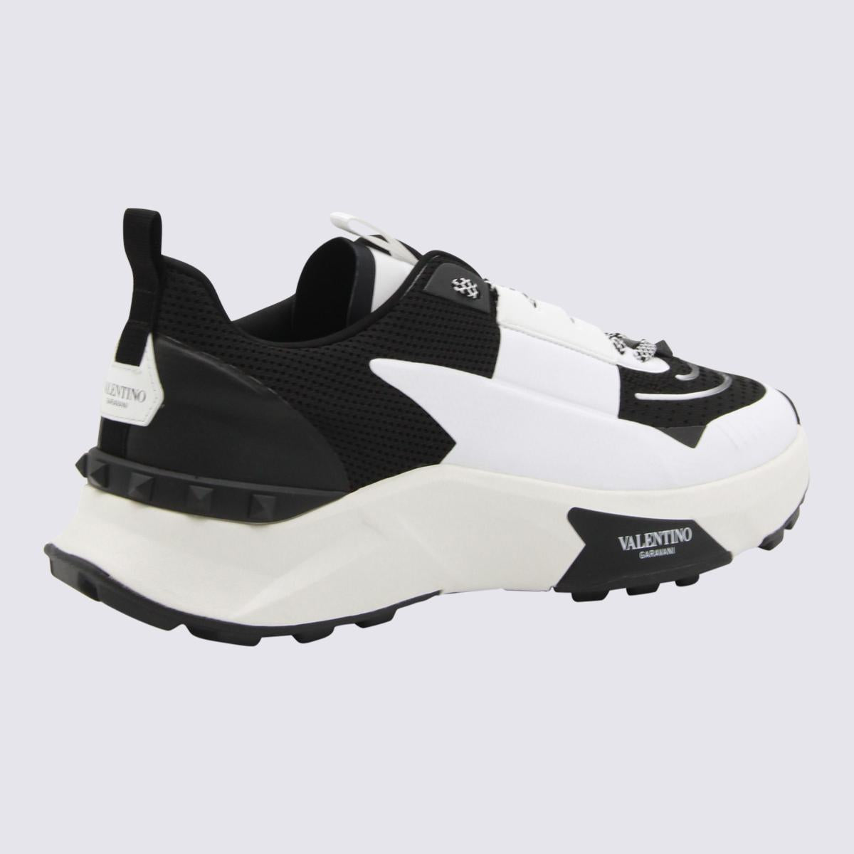 Valentino Garavani White And Black Leather True Act Sneakers