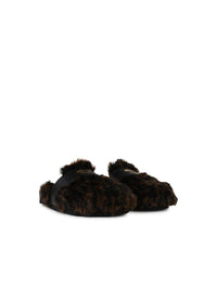 Moschino Brown Leather Blend Slippers