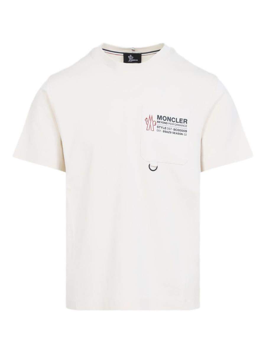 Moncler Grenoble White Cotton T-Shirt With Logo