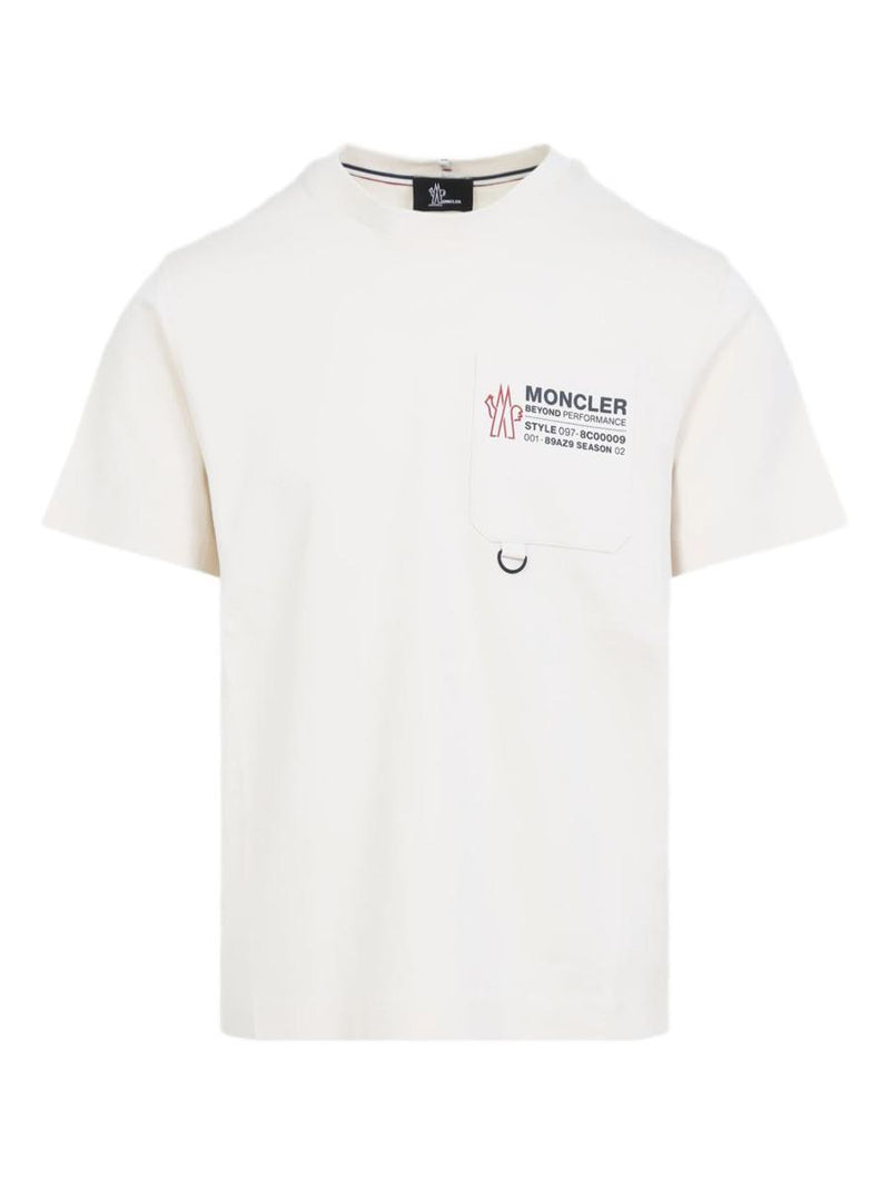 Moncler Grenoble White Cotton T-Shirt With Logo