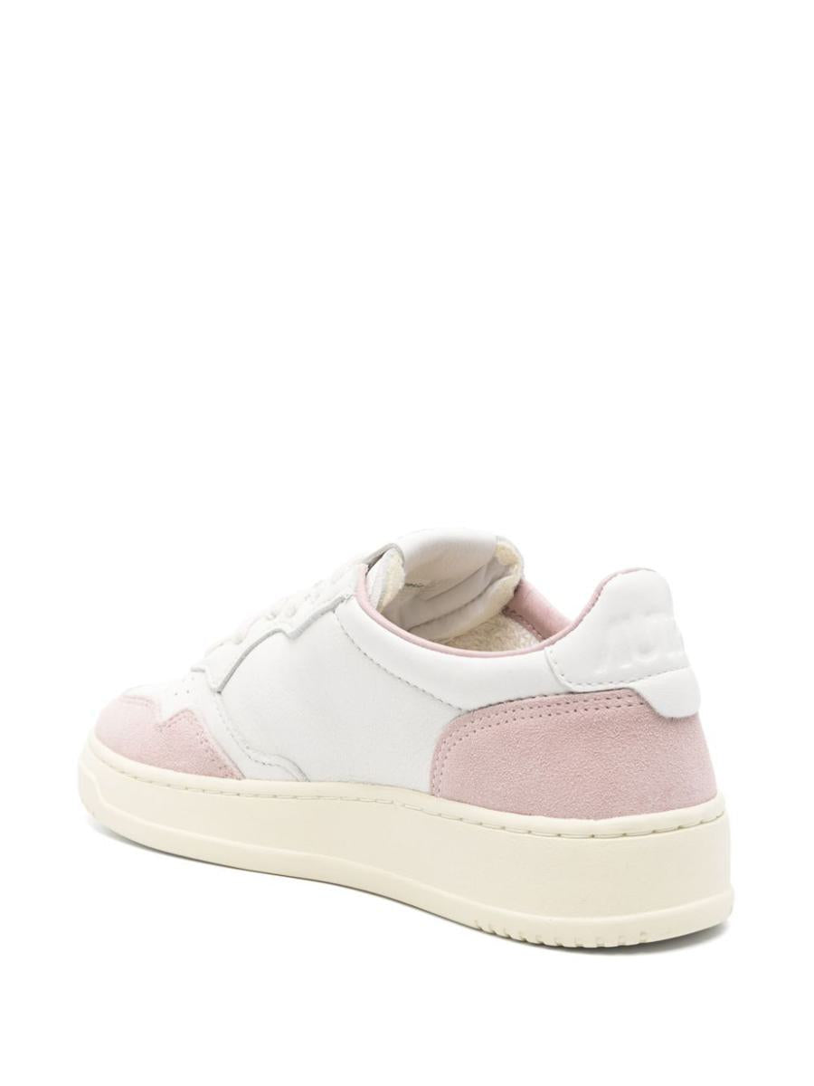 Autry Medalist Low Sneakers In White And Powder Nappa Leather Suede Shoes