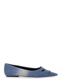 'The Kat' Blue Ballerinas With Cut-Out Detail And Bow On The Front In Cotton Woman