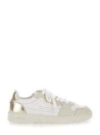 'Dice Lo' White Sneakers With Logo Detail And Metallic Heel Tab In Suede And Leather Woman