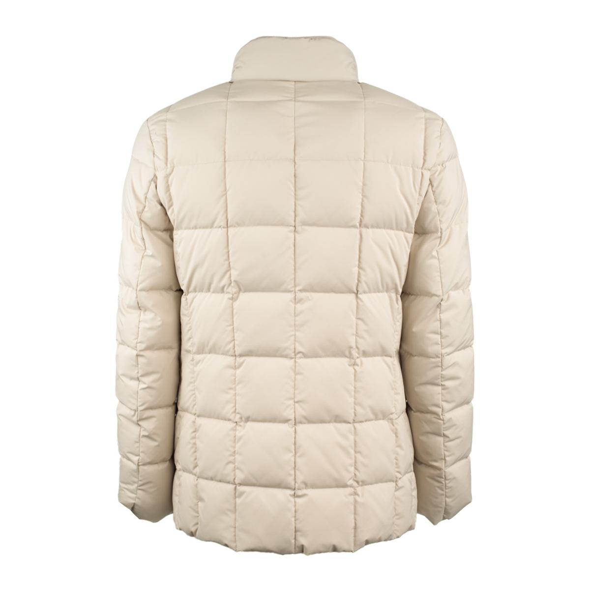 Fay Short Double Front Down Jacket In Canvas Mélange Beige