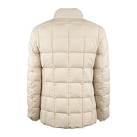 Fay Short Double Front Down Jacket In Canvas Mélange Beige