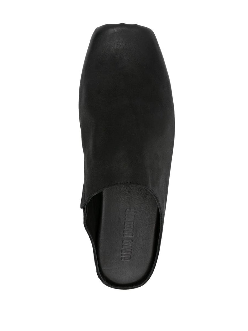Uma Wang Leather Slippers With Square Toe