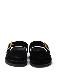 Prada Triangle-Logo Velvet Slides