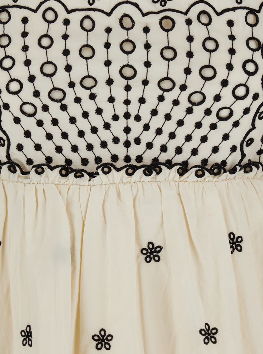 'Kingsley' White Dress With All-Over Embroidery In Cotton Woman