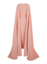 'Morgan' Pink Long Dress With V Neck And Rear Single Slit In Tech Fabric Woman