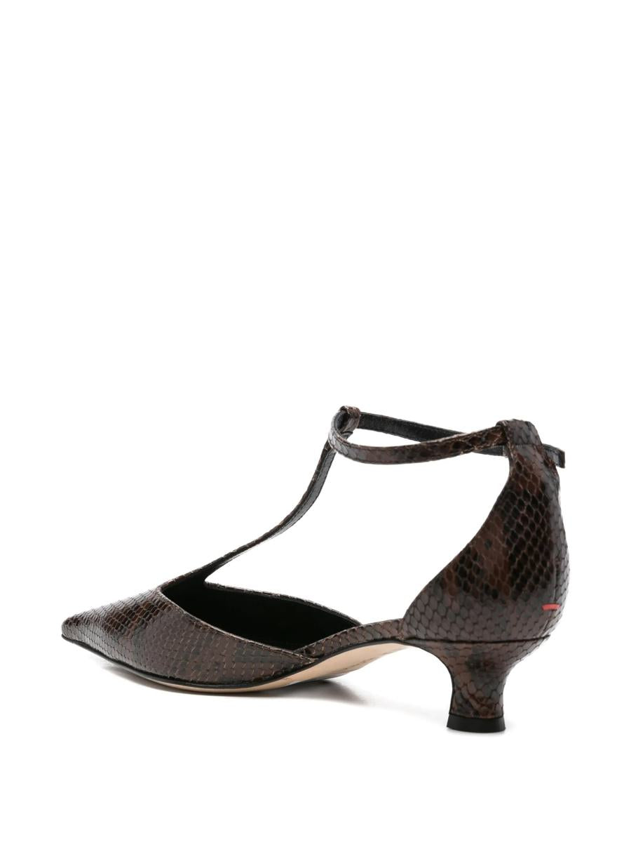Aeyde Liz Snake Print Calf Leather Moka Shoes