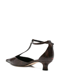 Aeyde Liz Snake Print Calf Leather Moka Shoes