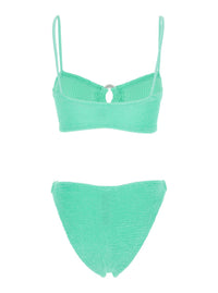 'Misty' Green Bikini With Fixed Spaghetti Straps And Cut-Out With Ring In Tech Fabric Stretch Woman