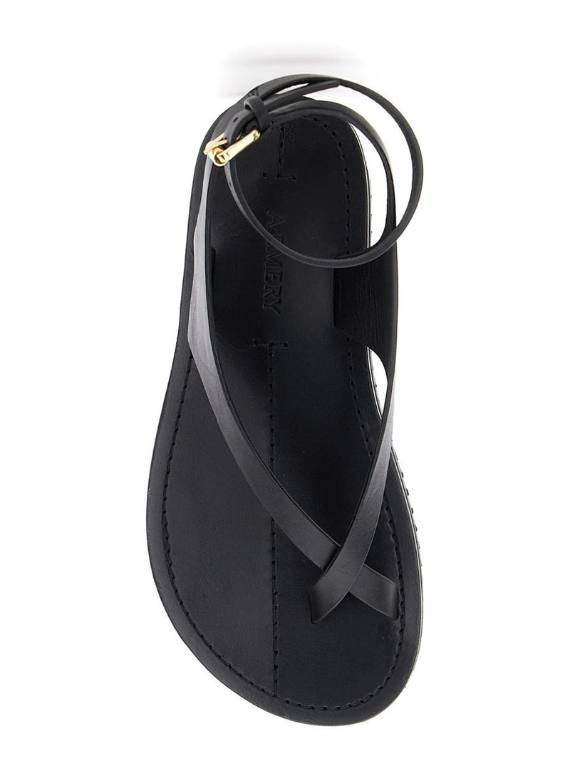 'Millar' Black Sandals With Criss-Crossed Straps And Buckle Closure In Leather Woman