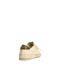 Golden Goose 'Stardan' White Leather Sneakers With Green Star And Heel