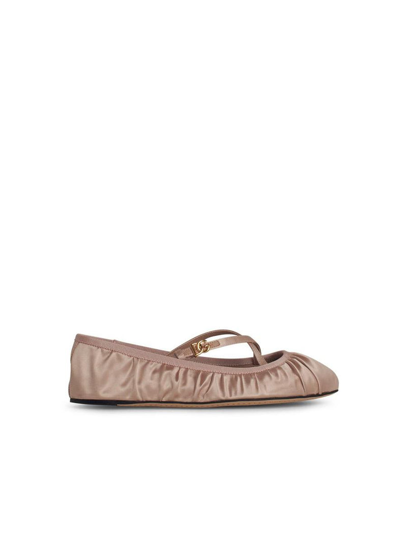 Dolce & Gabbana Pink Satin Ballet Flats
