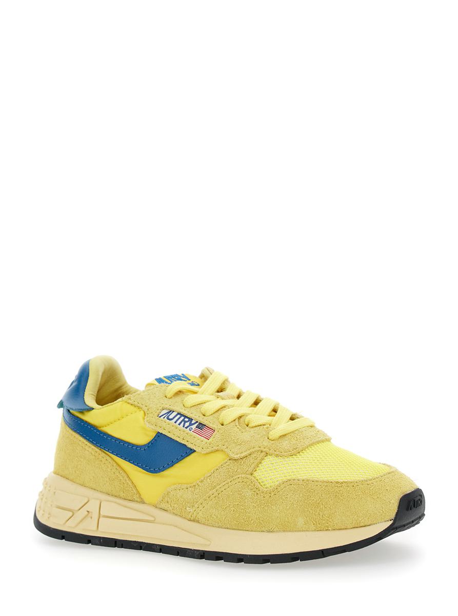 'Reelwind' Yellow Low Top Sneakers With Logo Patch On Tongue And Side In Leather Blend Woman