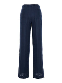 Blue Wide Leg Pants In Techno Fabric Woman
