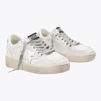 Golden Goose White And Silver Leather Ballstar 2 Sneakers