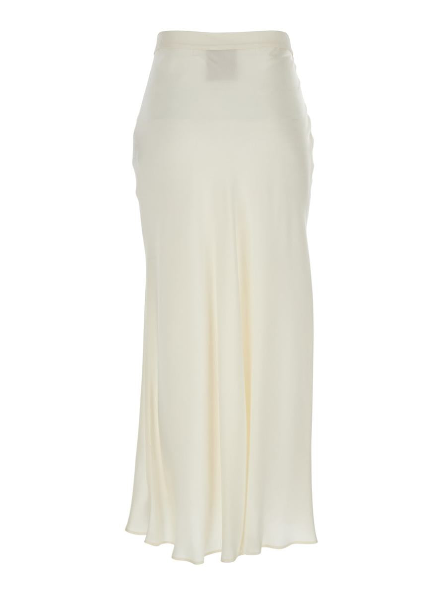 'Ambra' White Skirt With Wrap Design In Silk Blend Woman
