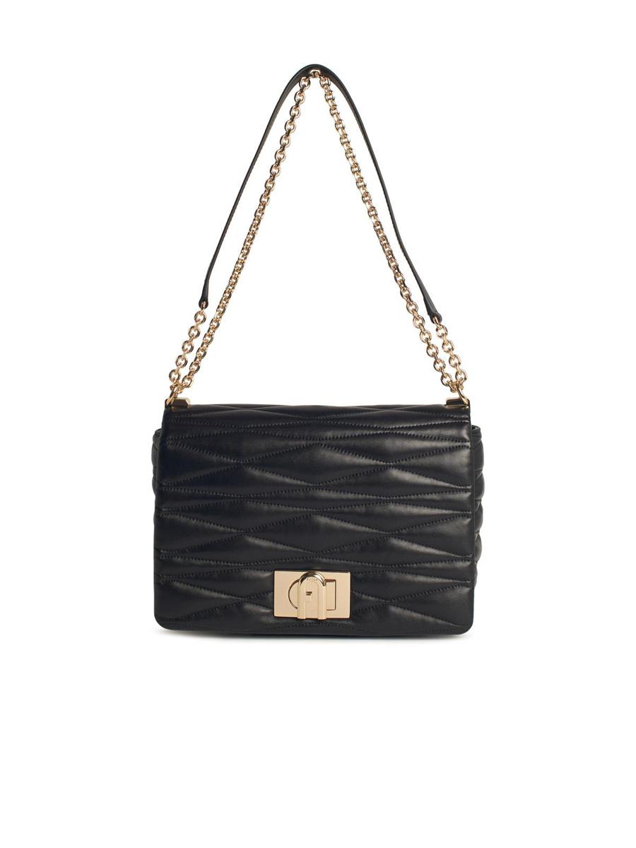 Furla Medium '1927' Black Leather Crossbody Bag