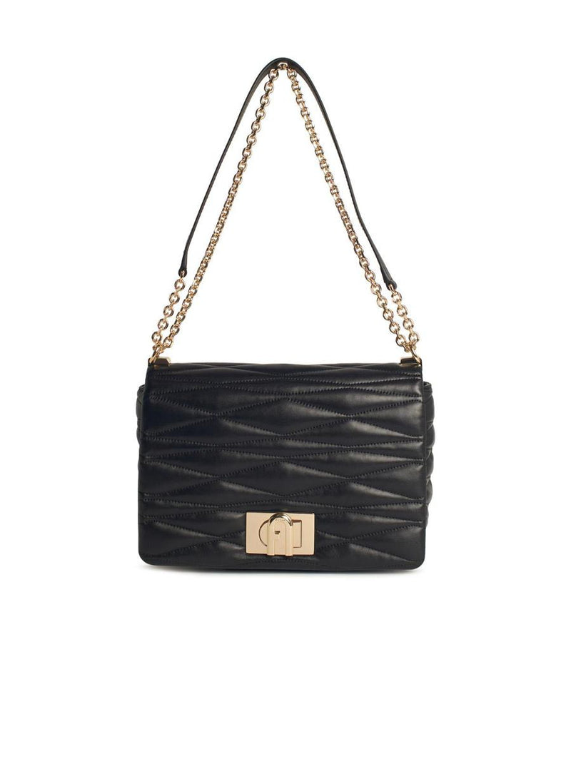 Furla Medium '1927' Black Leather Crossbody Bag