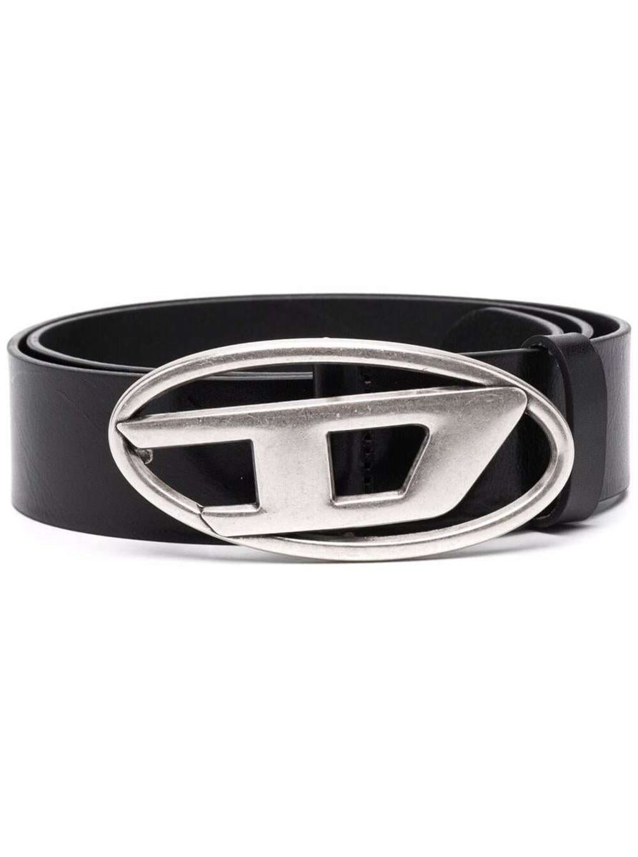 Black Belt With Oval D Logo Buckle Closure In Leather Man