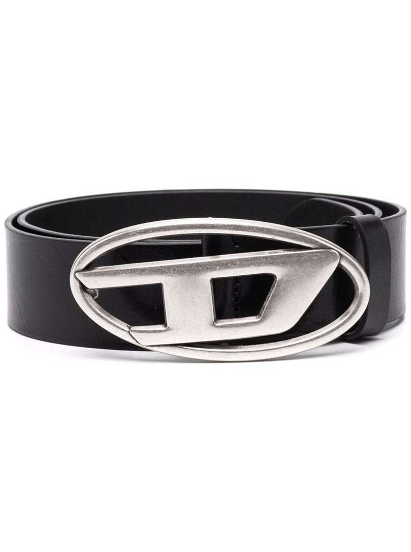 Black Belt With Oval D Logo Buckle Closure In Leather Man
