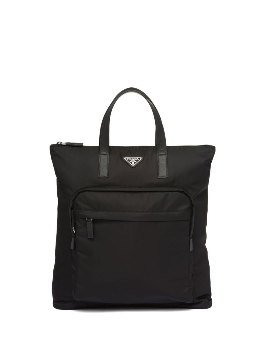 Prada Re-Nylon Saffiano-Leather Tote Bag