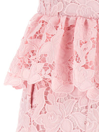 Self-Portrait 'Pink Lace Peplum Midi' Dress