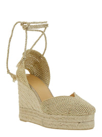'Cora' Beige Wedges With Lace-Up Closure In Fabric Woman