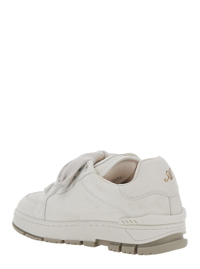'Area Haze' White Low Top Sneakers With Laminated Leather In Leather Blend Woman