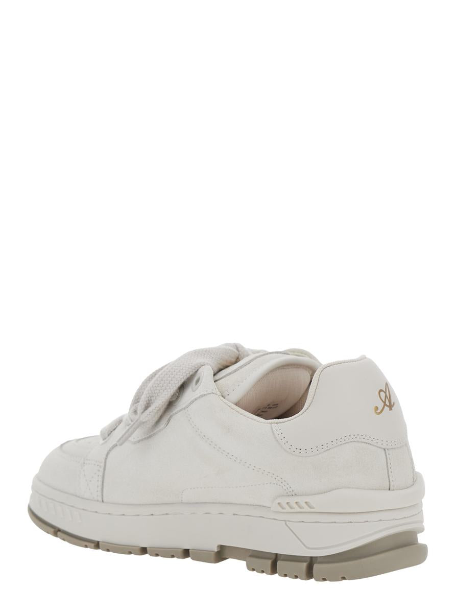'Area Haze' White Low Top Sneakers With Laminated Leather In Leather Blend Woman