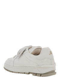 'Area Haze' White Low Top Sneakers With Laminated Leather In Leather Blend Woman