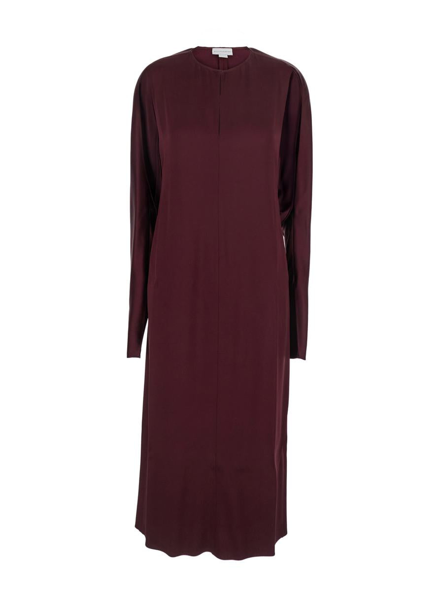 Bordeaux Midi Dress With Cape Sleeves And Cut-Out On The Front In Tech Fabric Woman