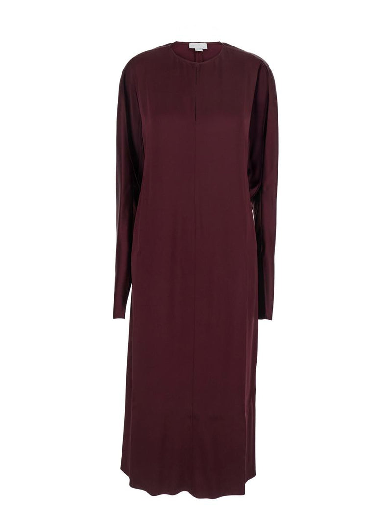 Bordeaux Midi Dress With Cape Sleeves And Cut-Out On The Front In Tech Fabric Woman