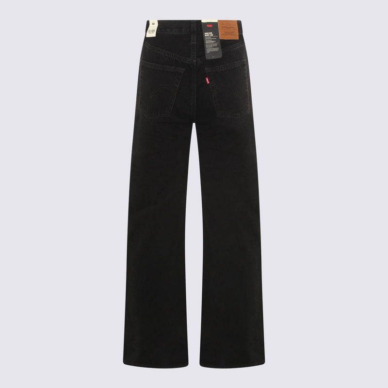 Levi'S Black Cotton Ribcage Wide Leg H223 Jeans