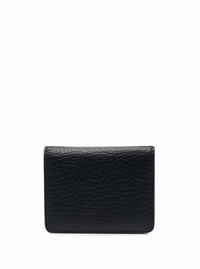 Black Bifold Wallet With Stitching Detail And Key Ring In Grained Leather Woman Maison Margiela