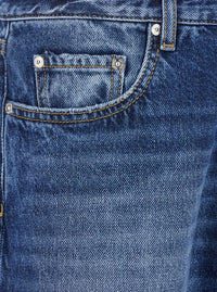 'Kanye' Blue 5-Pocket Jeans With Logo Patch In Cotton Denim Man