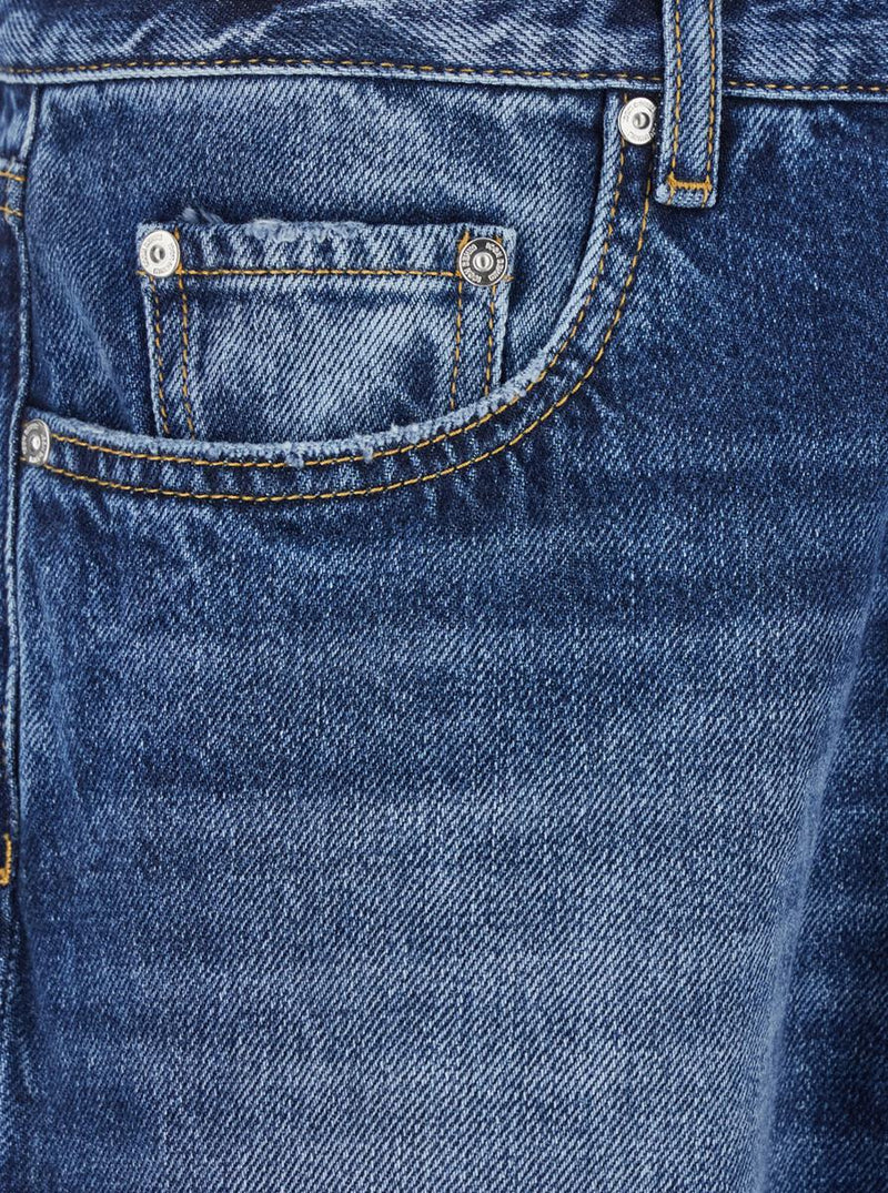 'Kanye' Blue 5-Pocket Jeans With Logo Patch In Cotton Denim Man