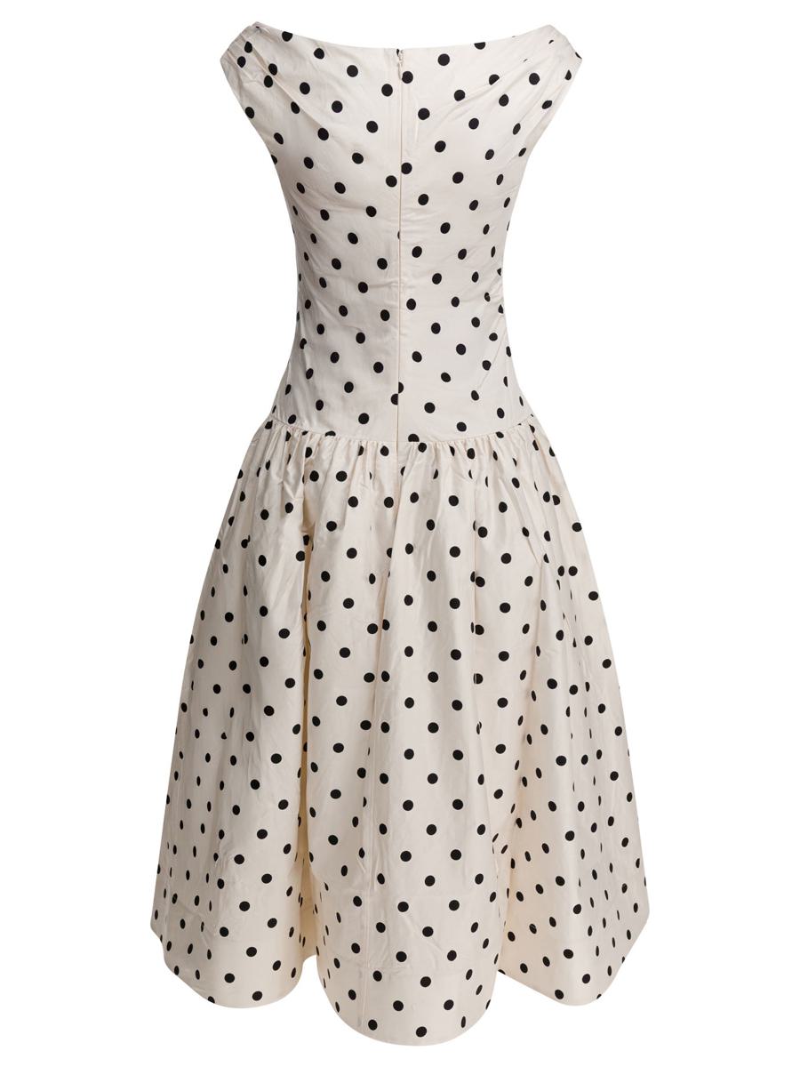 Self-Portrait Polka Dot Flared Midi Dress