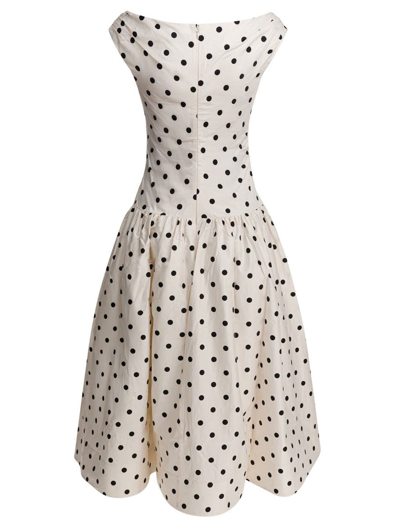 Self-Portrait Polka Dot Flared Midi Dress
