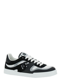 'Portofino' Black And White Sneakers With Logo Patch On The Tongue And Logo Detail On The Side In Leather Blend Man