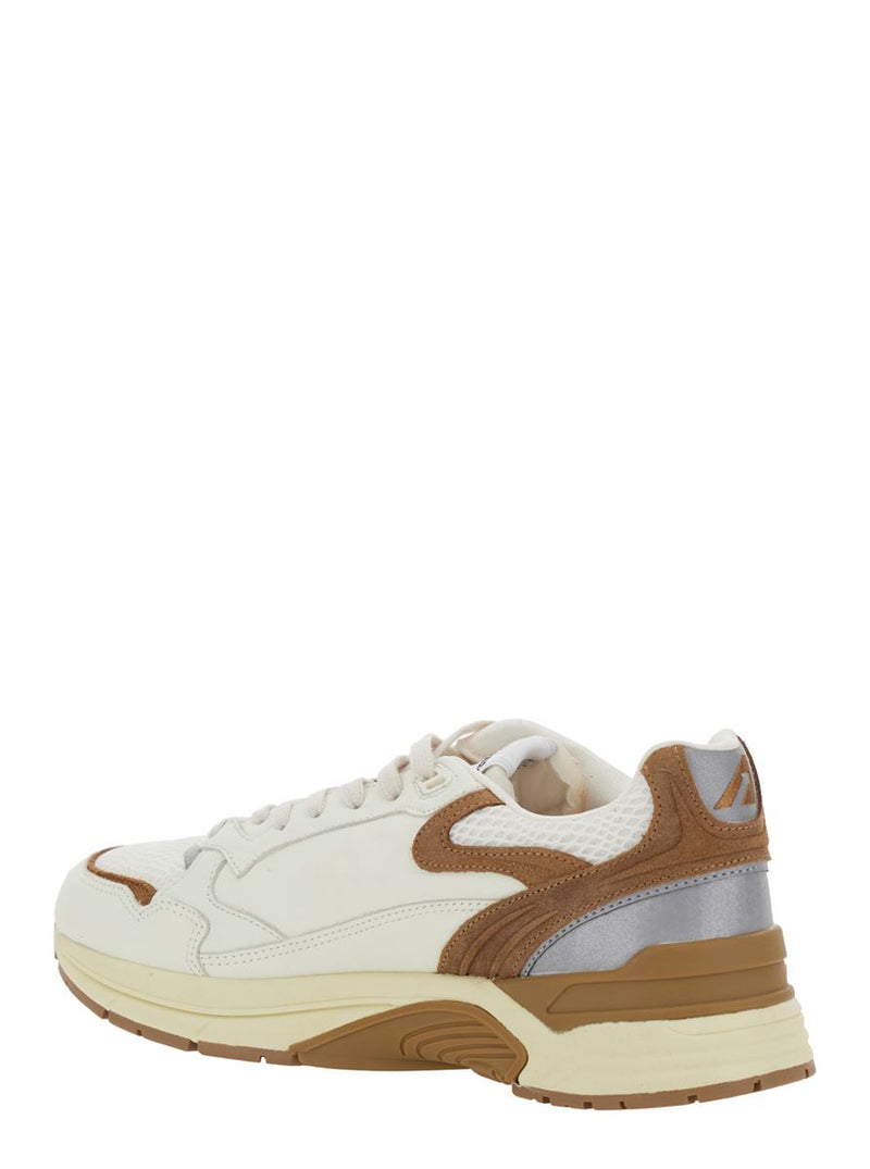 'Hyperway' Beige Low Top Sneakers With Logo Patch On Tongue And Side In Tech Fabric Man