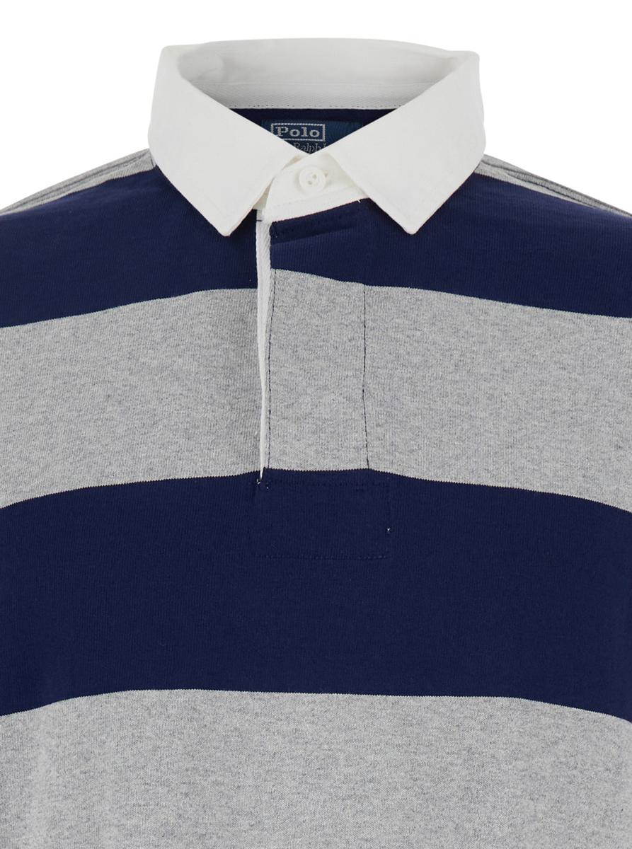 "Big Fit" Multicolor Polo Shirt With Classic Collar And All-Over Striped Motif In Cotton Man