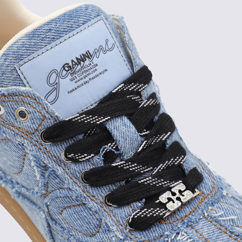Ganni Light Blue Cotton Sneakers