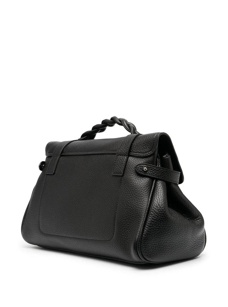 'Alexa' Black Handbag With Adjustable And Removable Shoulder Strap And Magnetic Closure In Granied Leather Woman